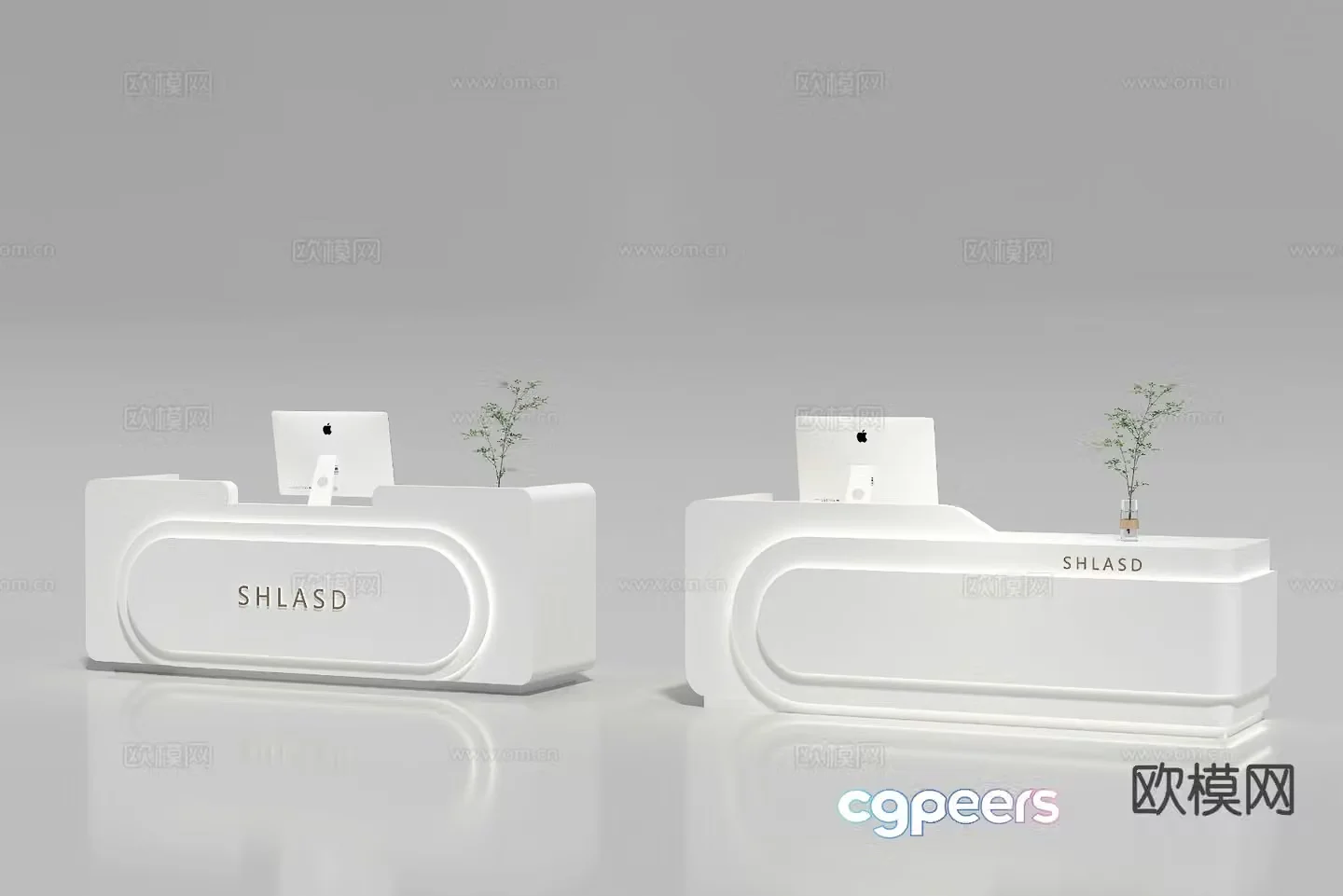 Simple front desk reception desk 3d model