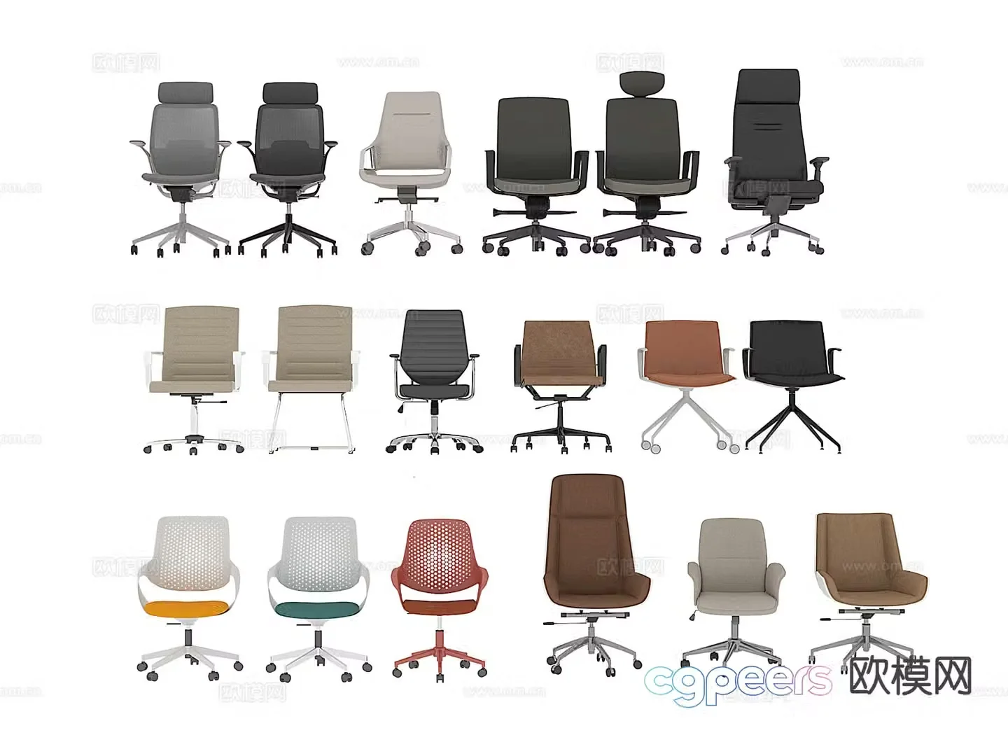 Modern office chair swivel chair staff chair 3d model