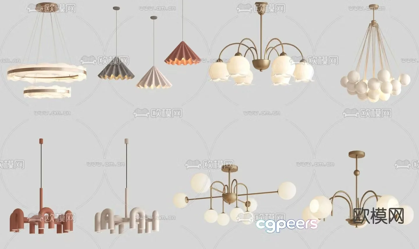 Cream style chandelier hall chandelier 3d model