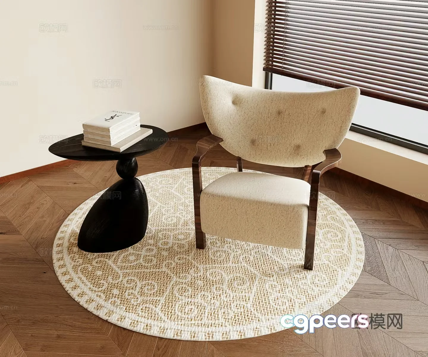 Medium style leisure chair side 3D model