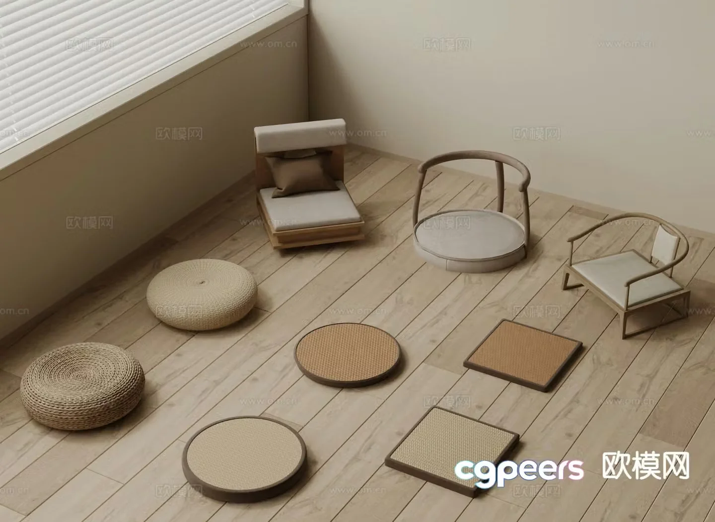 New Chinese futon tea chair tea stool 3d model