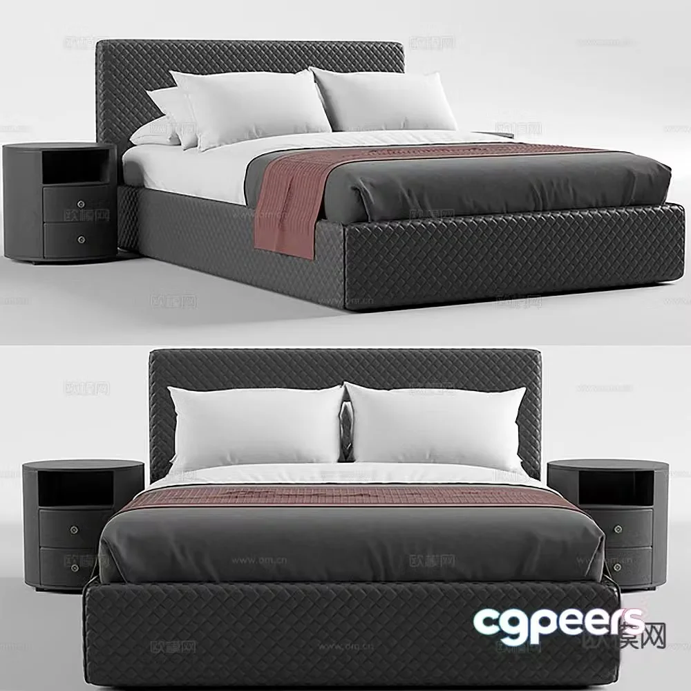Modern double bed 3d model