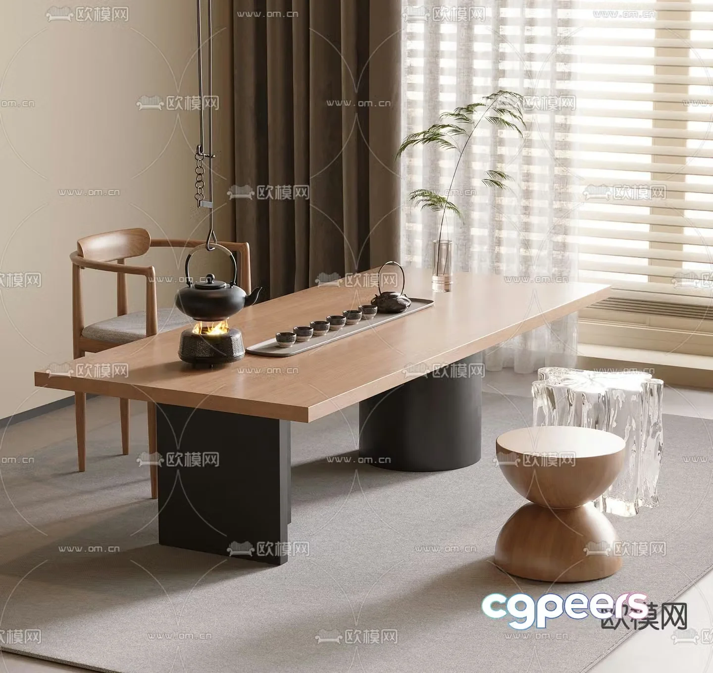 New Chinese style tea table tea table 3d model