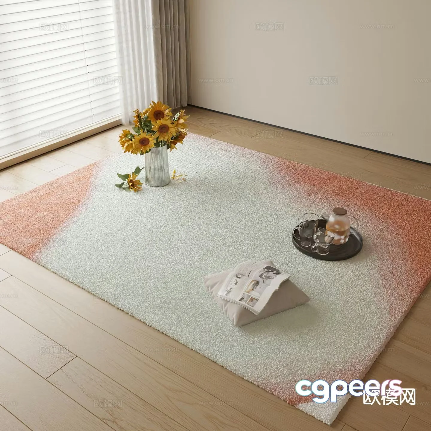 Modern carpet square rug 3d model