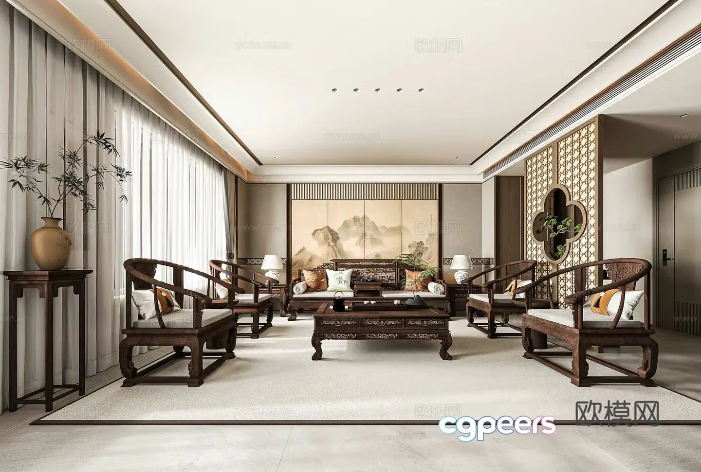 New Chinese living room 3D model