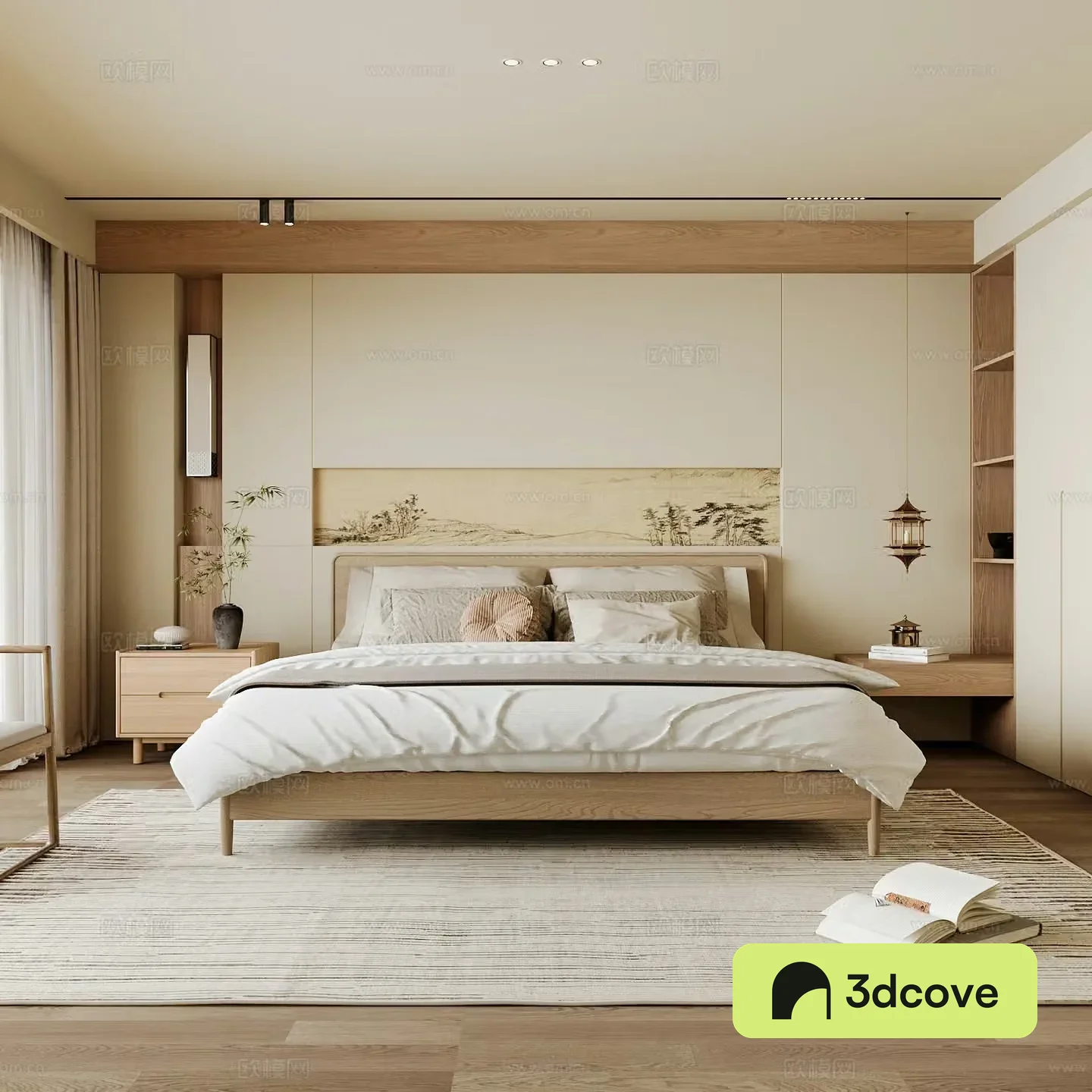 New Chinese style home bedroom Song family aesthetic bedroom Song style bedroom New Chinese style double bed