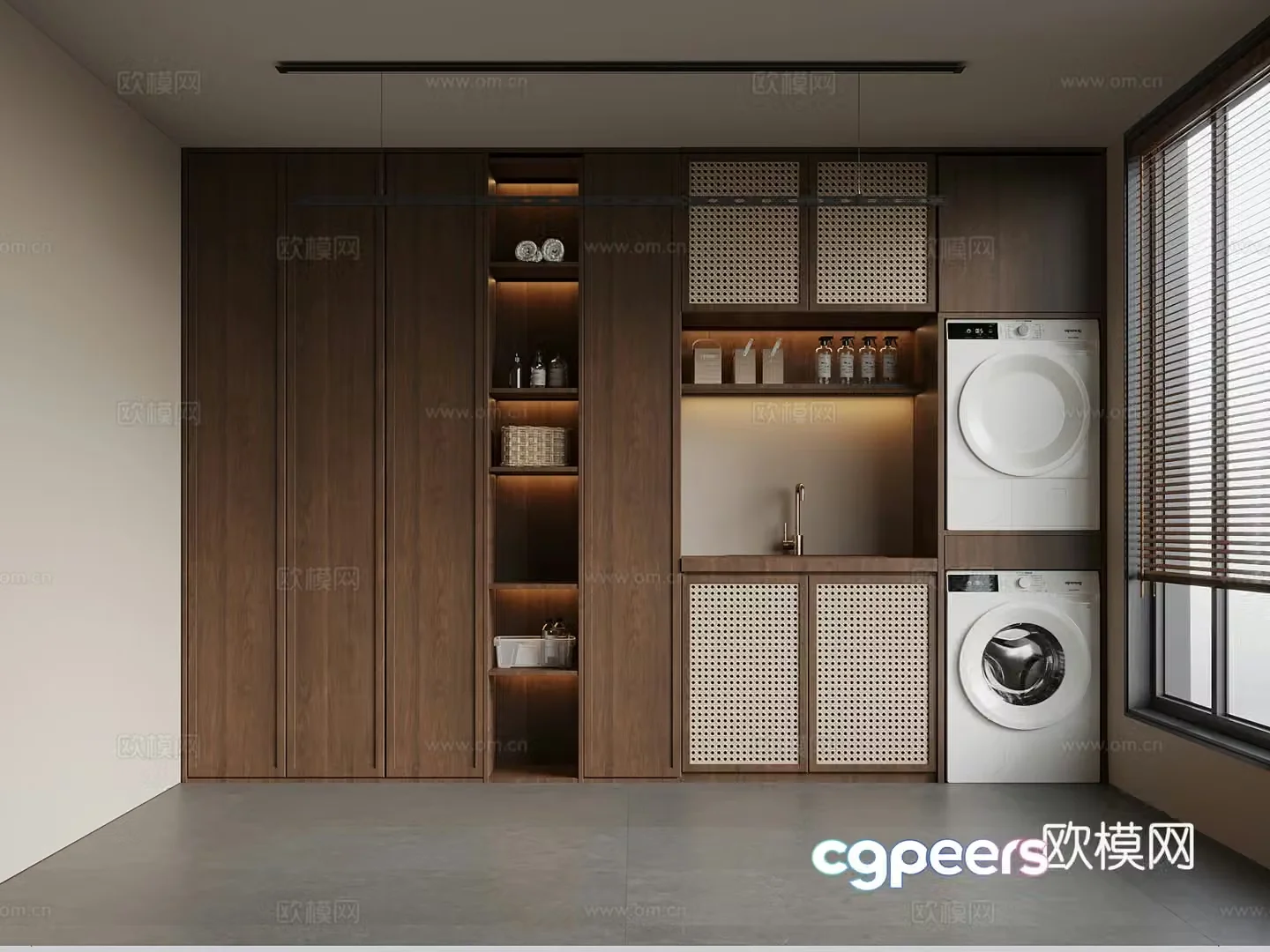 Laundry room medieval style laundry room washing cabinet washing machine 3d model