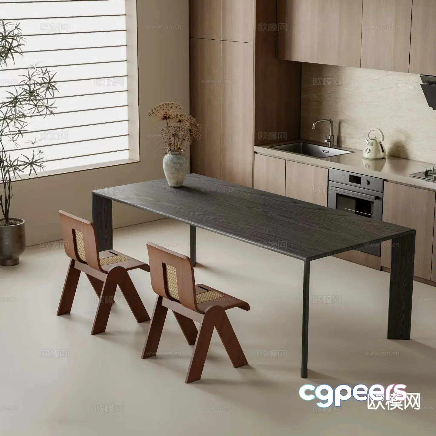 Medieval style dining table and chairs bar dining table 3D model