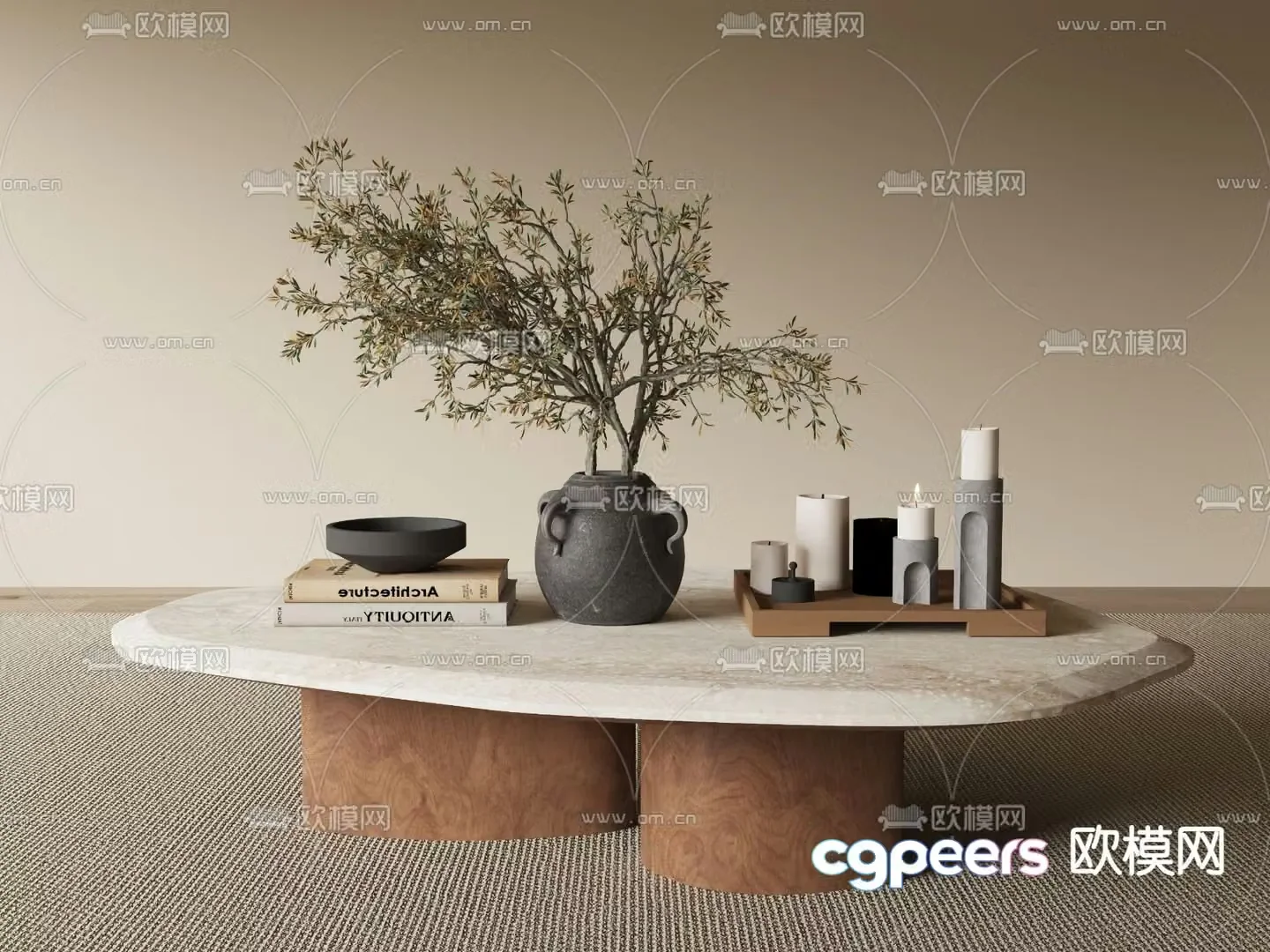 New Chinese marble coffee table 3D model