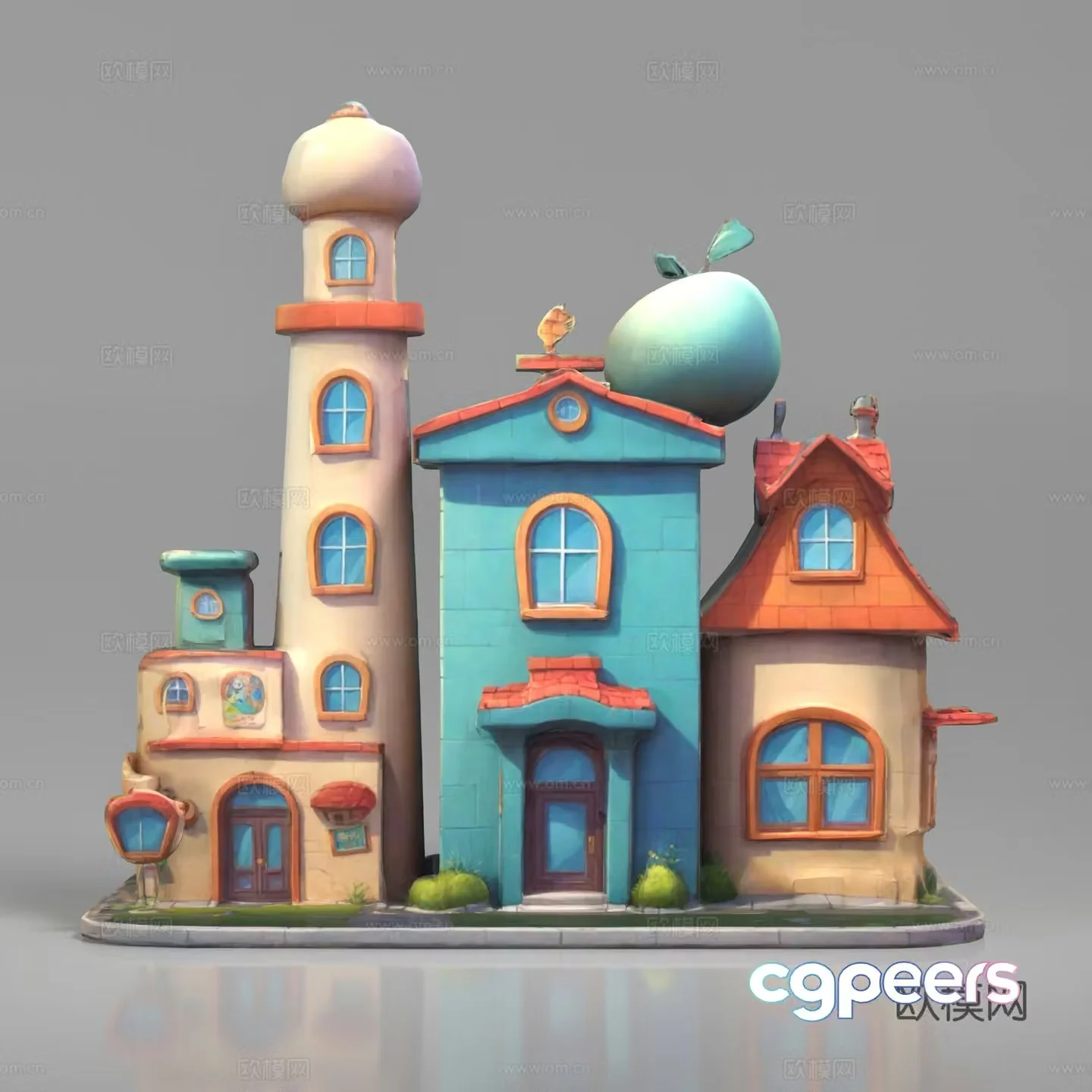 Cartoon Game Anime Building Low-Side Building Villa Hut 3D Model