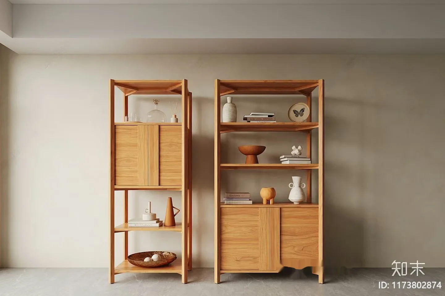 Wooden Shelving Unit 3D Model – 17817 – CORONA Render