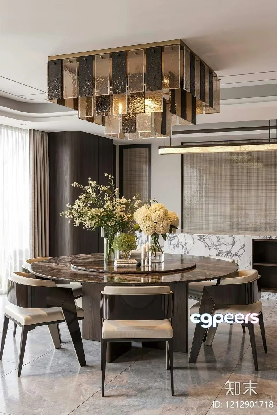 Modern Dining Room 3D Model – 2425 – VRAY Render
