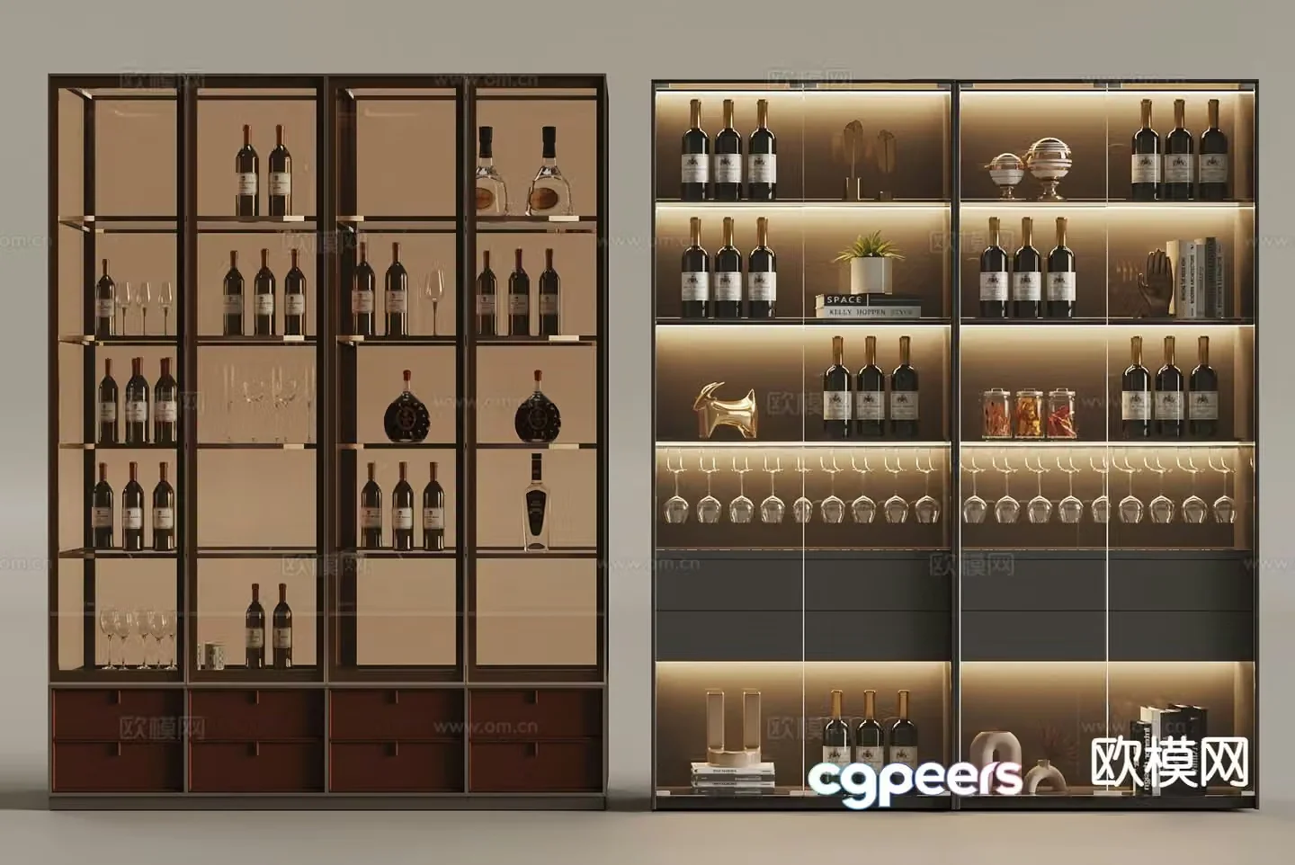Glass wine cabinet sideboard 3d model