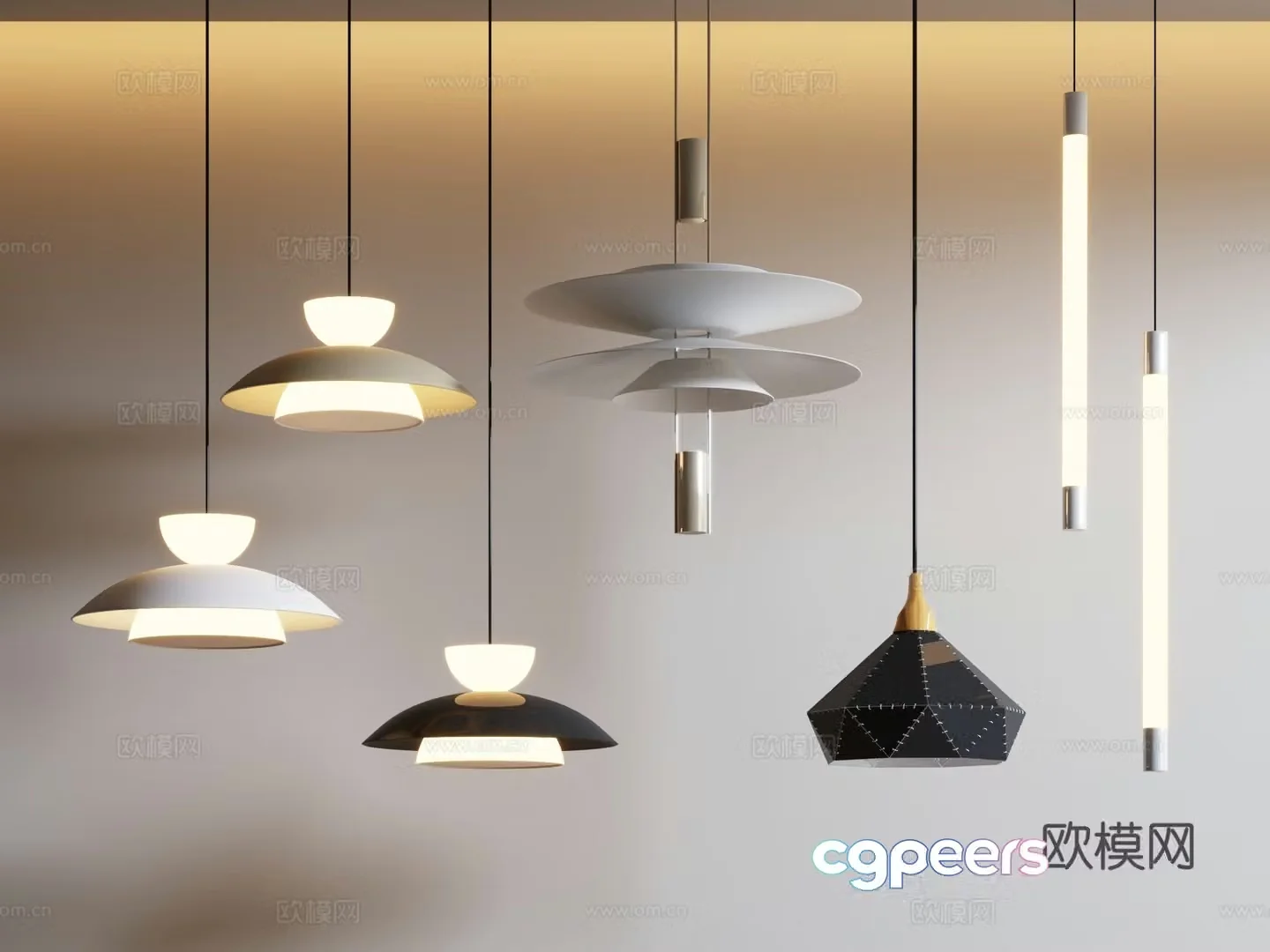 Modern metal chandelier bedside small chandelier 3d model
