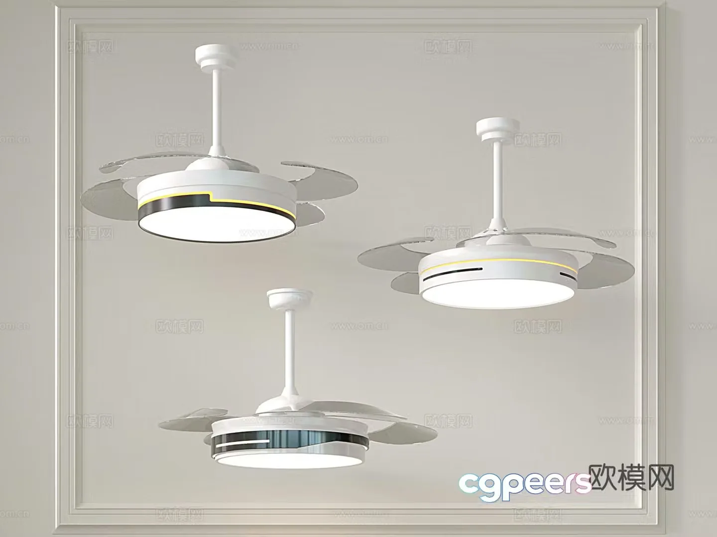 Modern ceiling fan light Ceiling fan Restaurant electric fan Invisible ceiling fan light 3D model