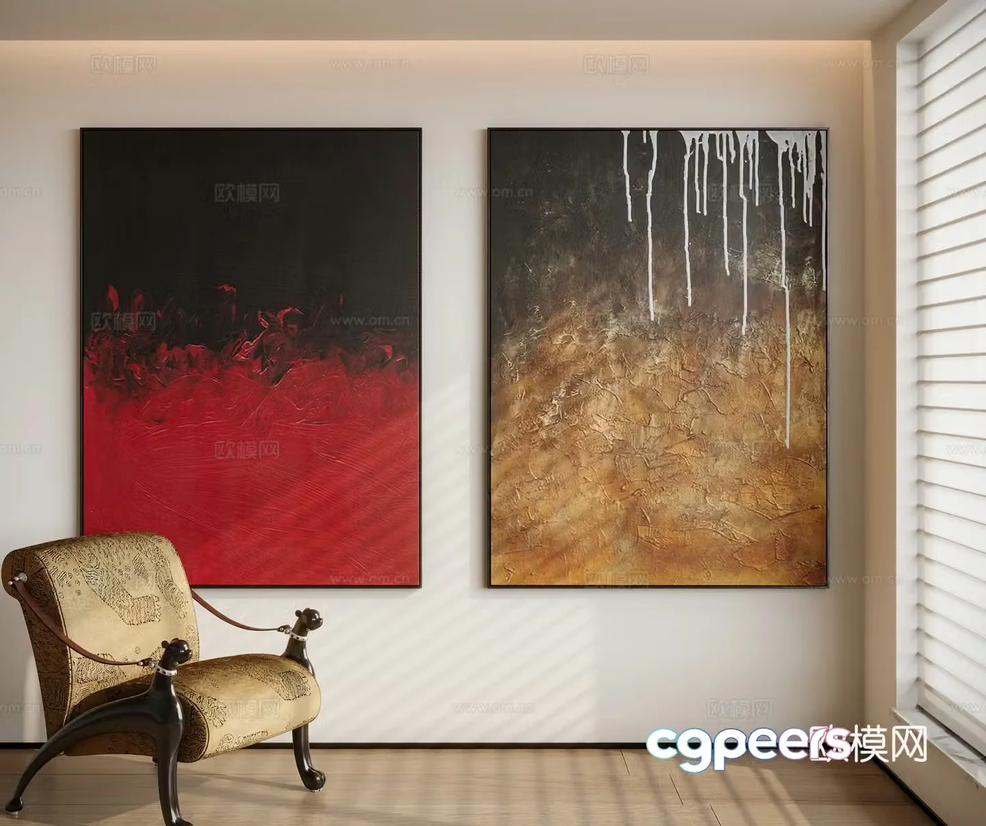 Modern minimalist decorative painting 3d model
