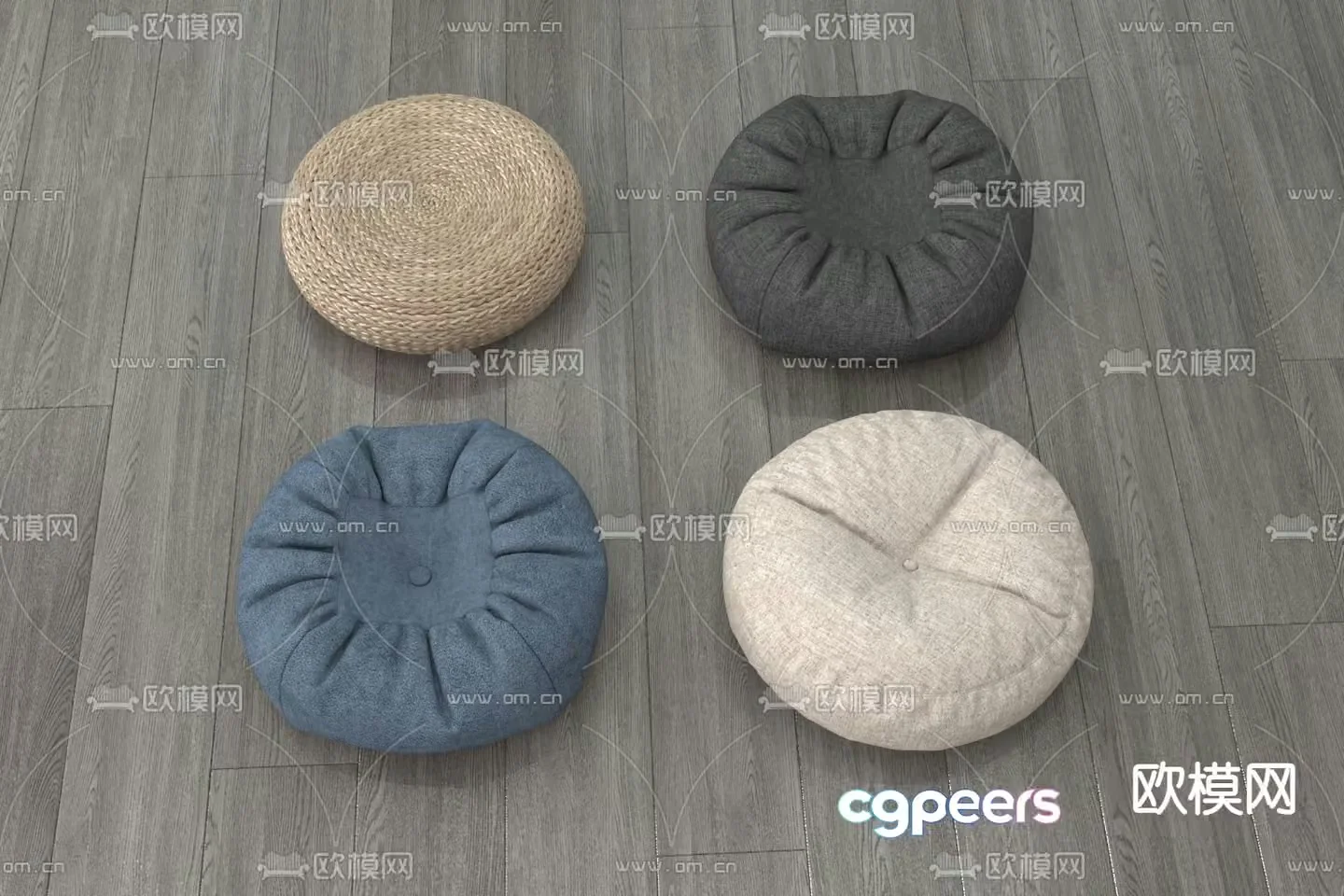stool futon cushion 3d model