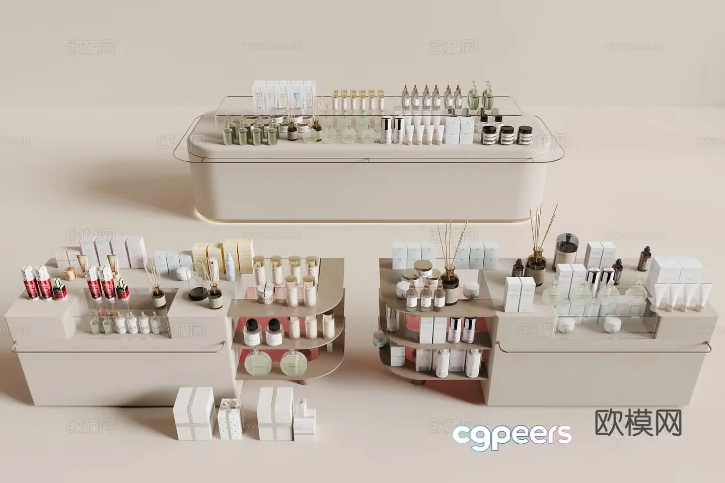 Modern cosmetics showcase 3d model