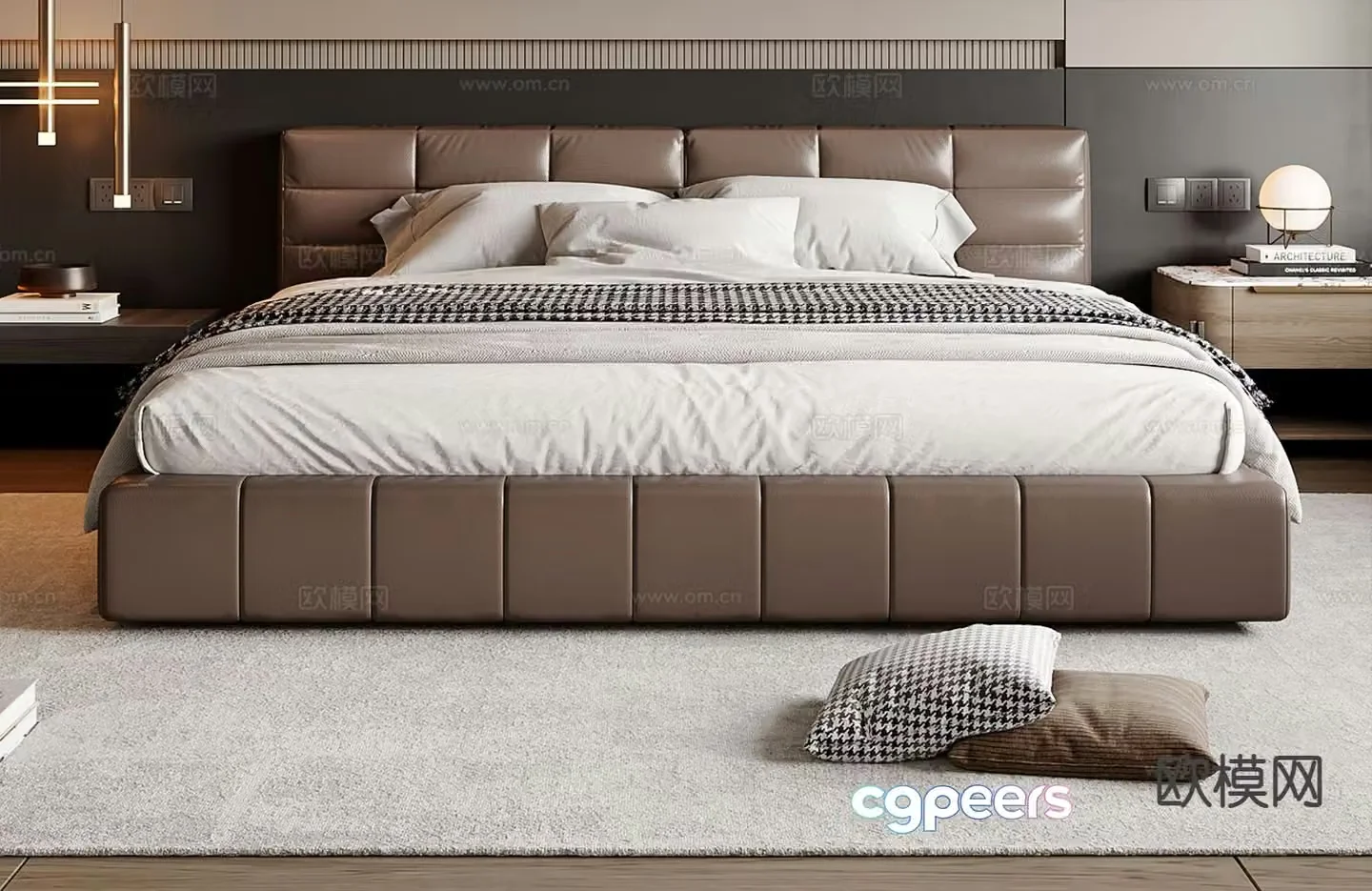 Italian double bed 3d model