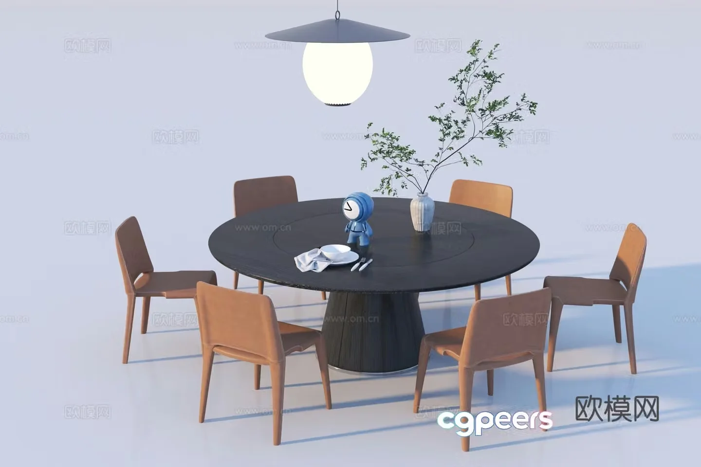 Modern Wasabi Dining Table and Chair 3D Model