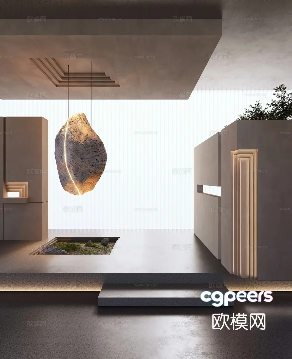 Modern stone sculpture installation Art installation 3d model
