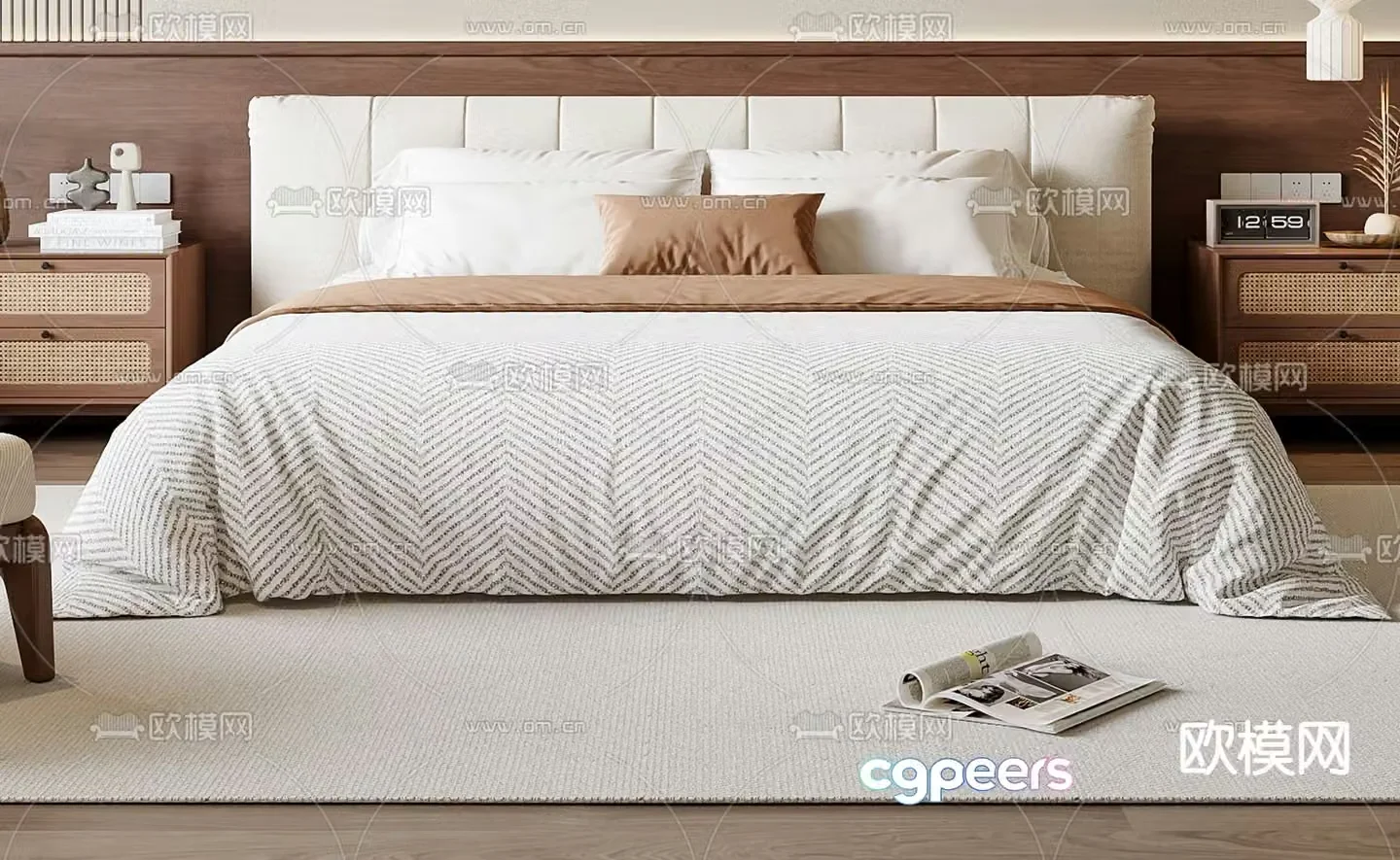 Medieval style double bed 3d model