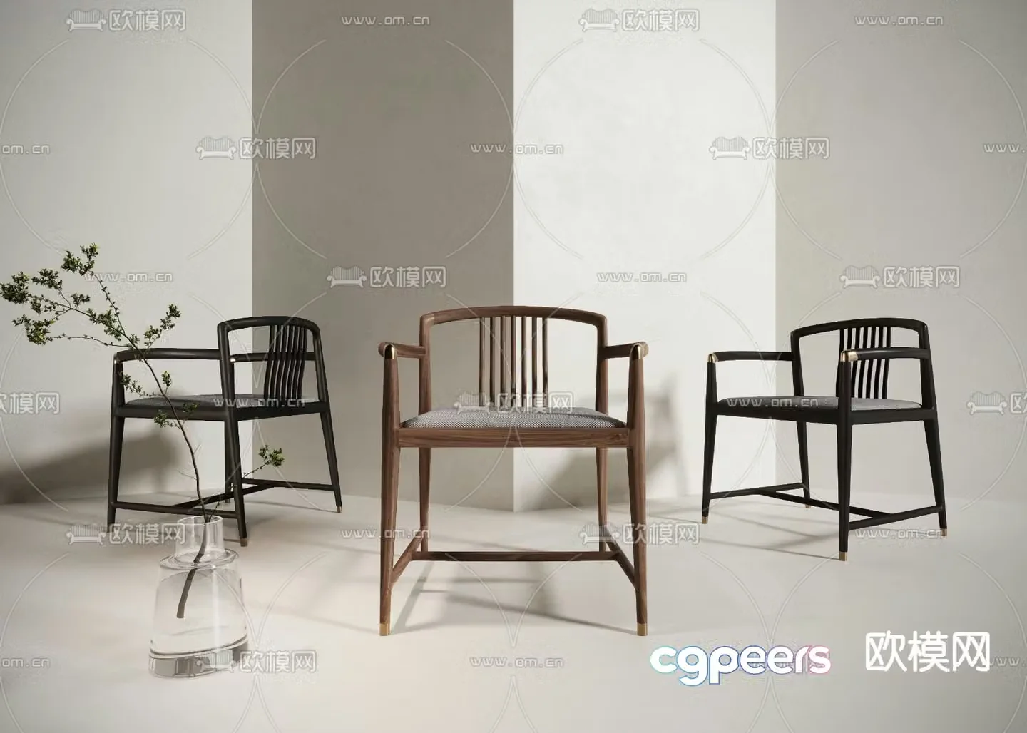 New Chinese style chair leisure chair 3d model