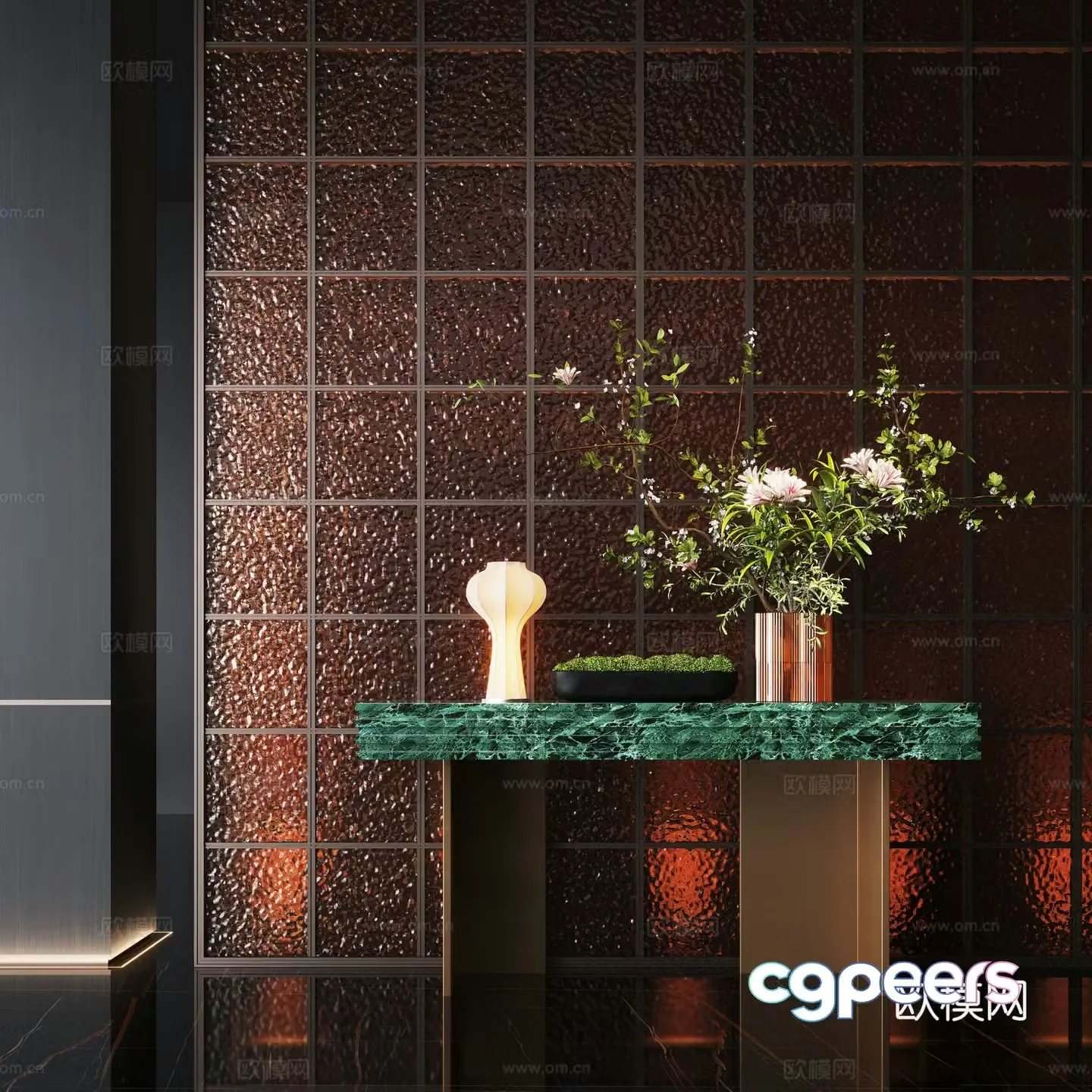 Modern end view cabinet flower art potted plant vase device hotel floral decoration 3D model