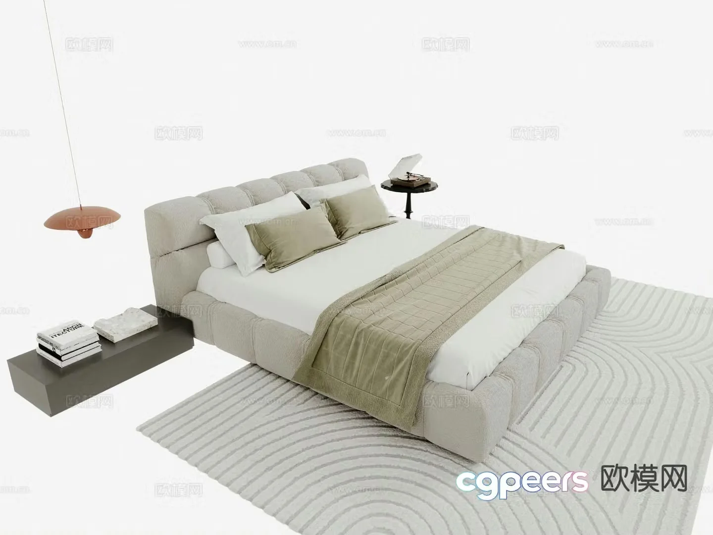 Modern double bed 3d model