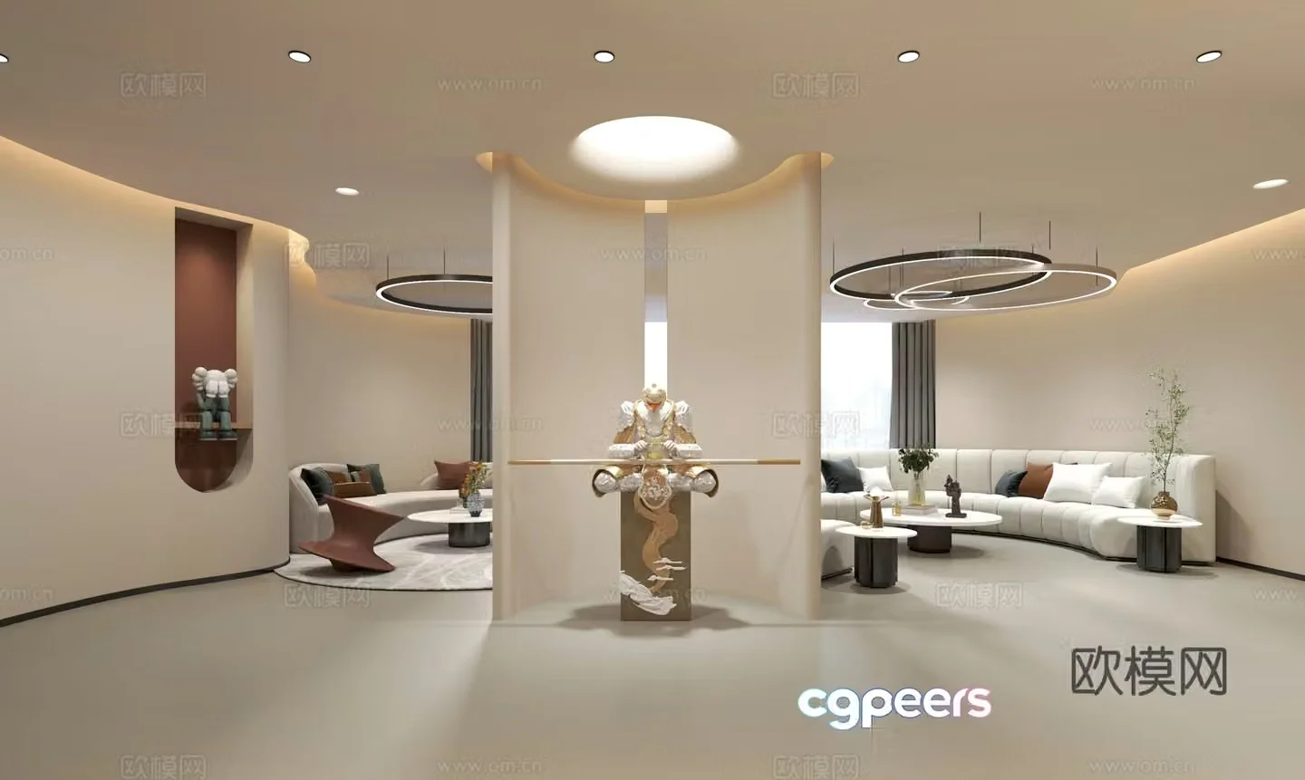 Modern office reception hall reception room 3d model