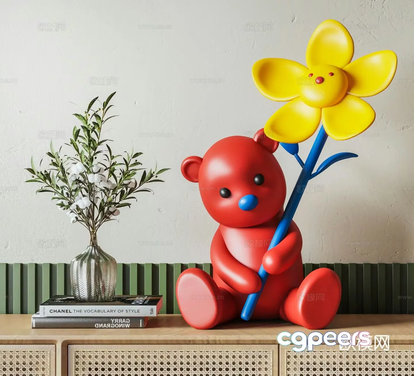 Little Bear Trendy Toy Sculpture Doll Cartoon Ornament 3D Model