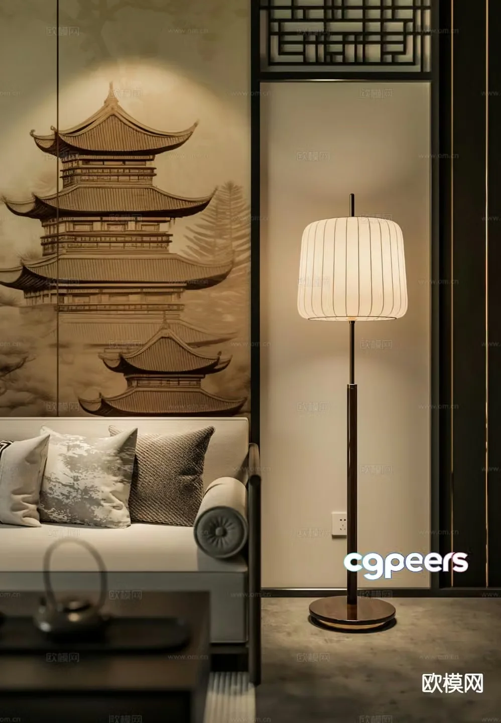 New Chinese style floor lamp 3d model