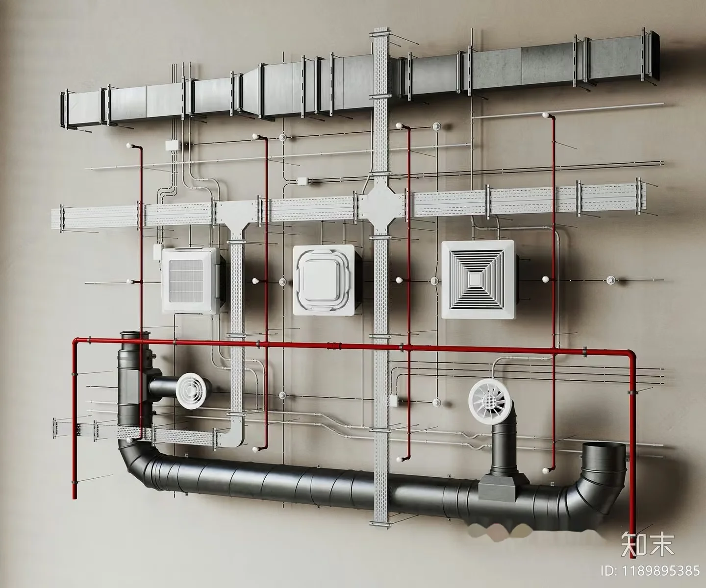 A 3D Model Of A Ventilation System 3D Model – 266 – CORONA Render