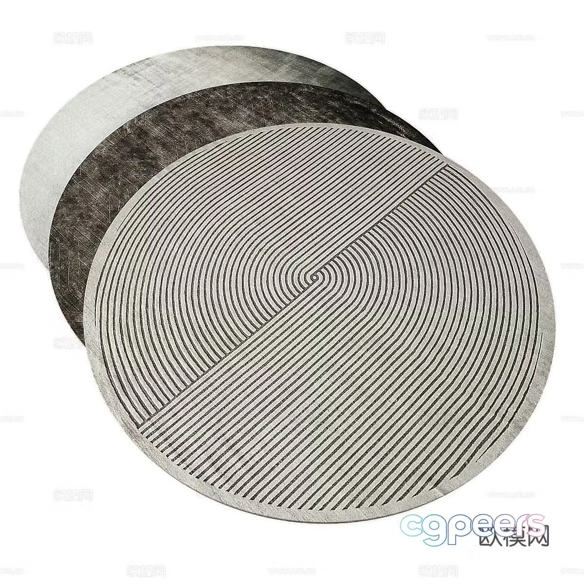 New Chinese round fabric carpet 3D model