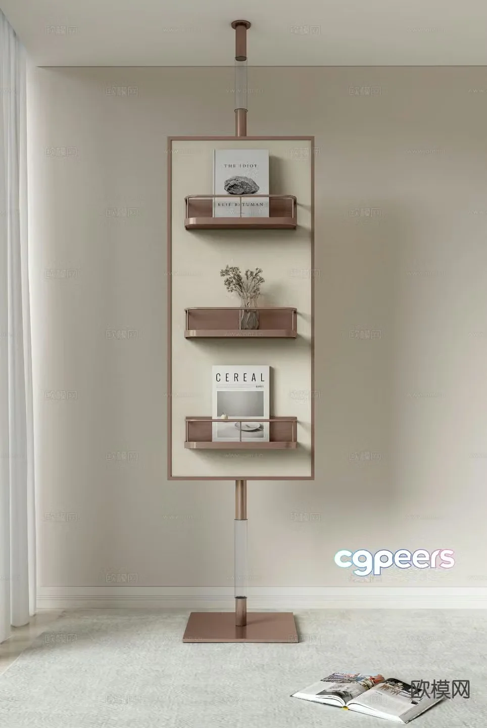 Light luxury bookshelf storage rack magazine rack 3D model