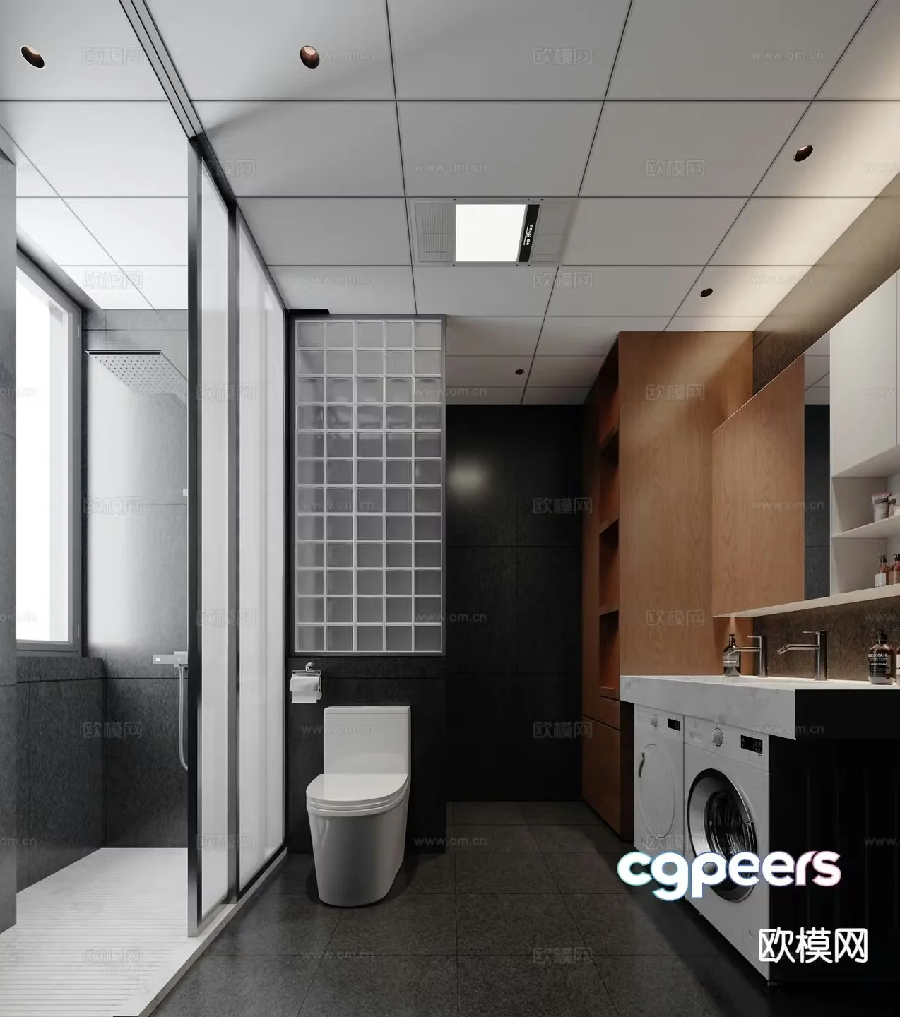 Premium gray bathroom bathroom laundry room 3d model