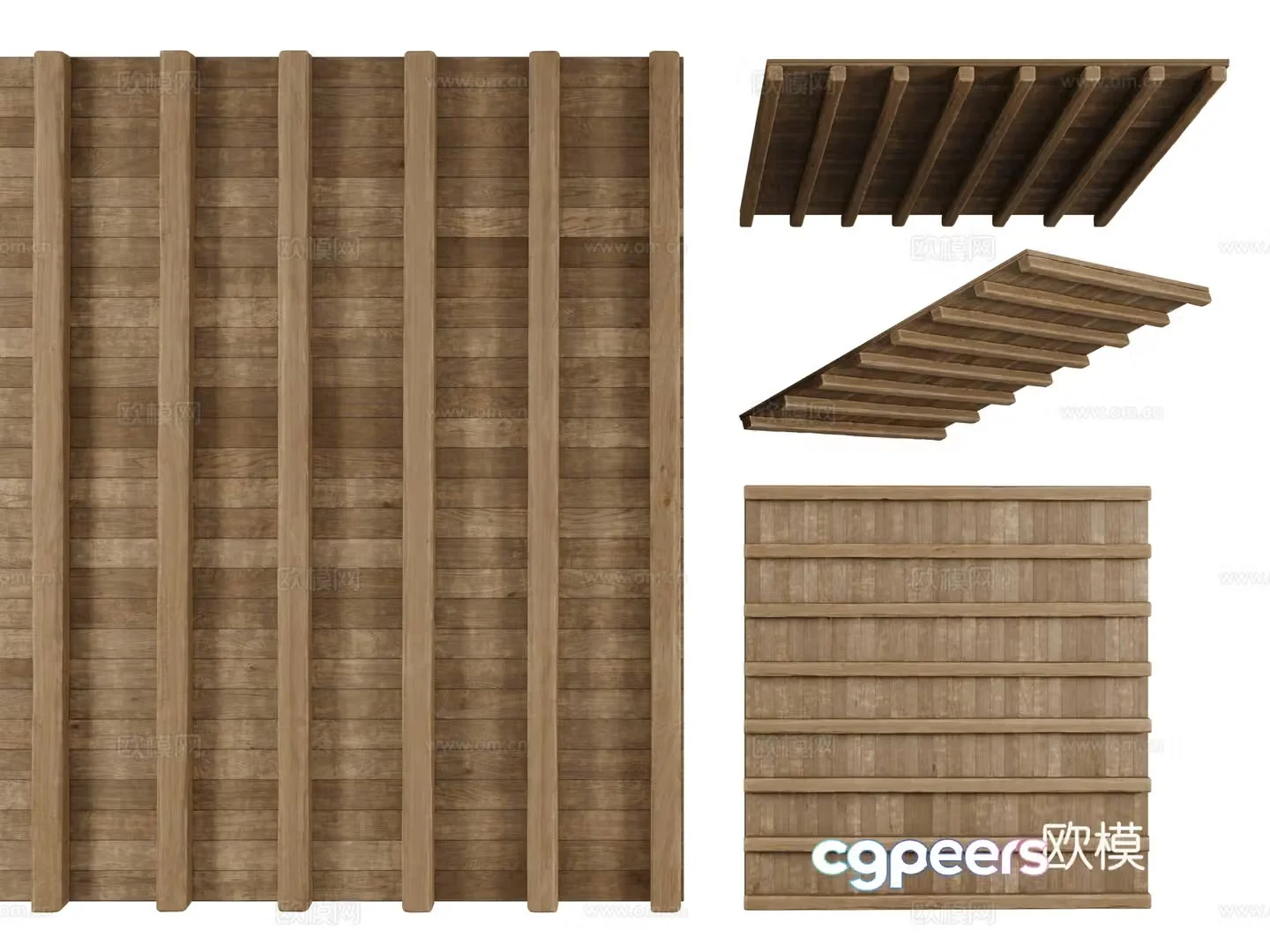 Modern wooden ceiling wooden beams floor wooden roof 3d model