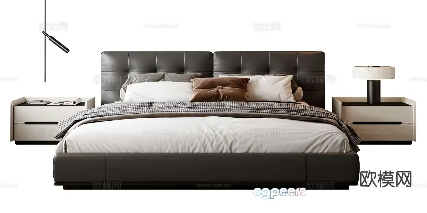Italian double bed 3d model