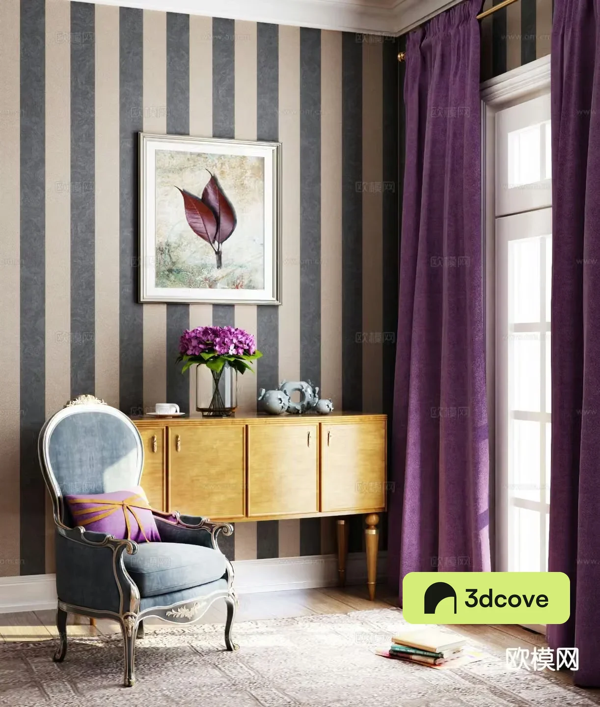 Neoclassical sideboard leisure chair armchair