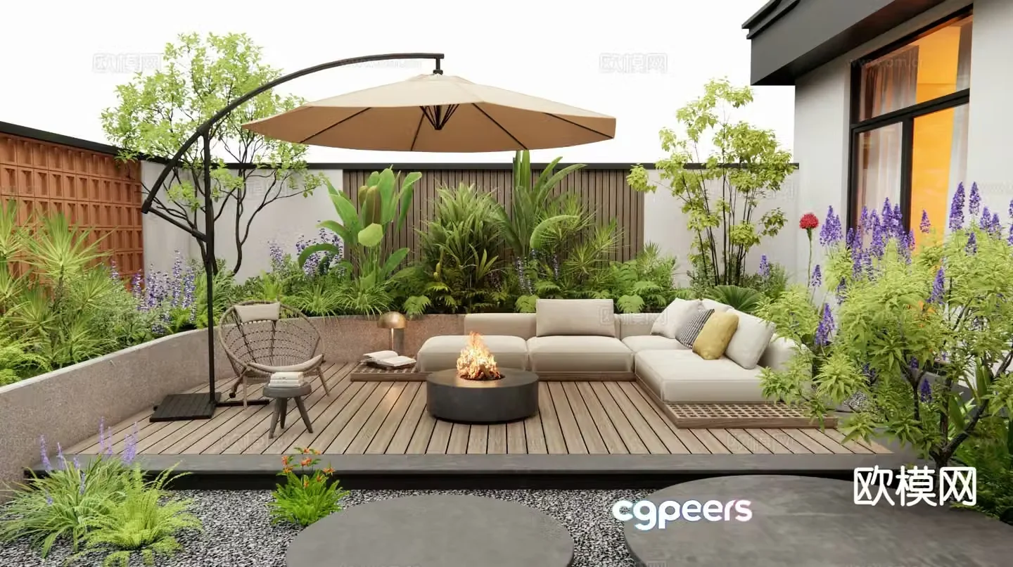 Modern courtyard garden courtyard landscape 3d model