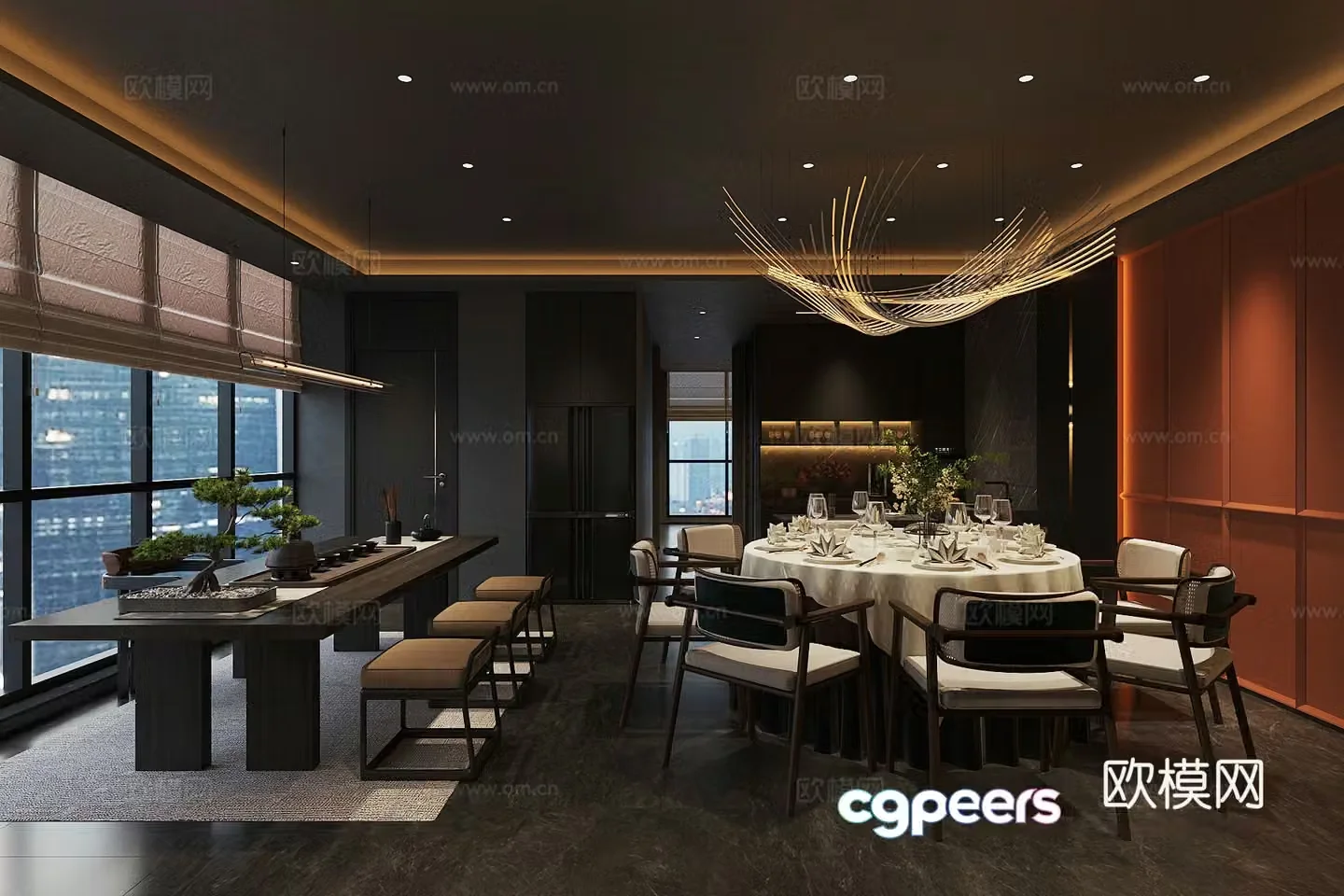New Chinese-style Chinese restaurant private room 3D model
