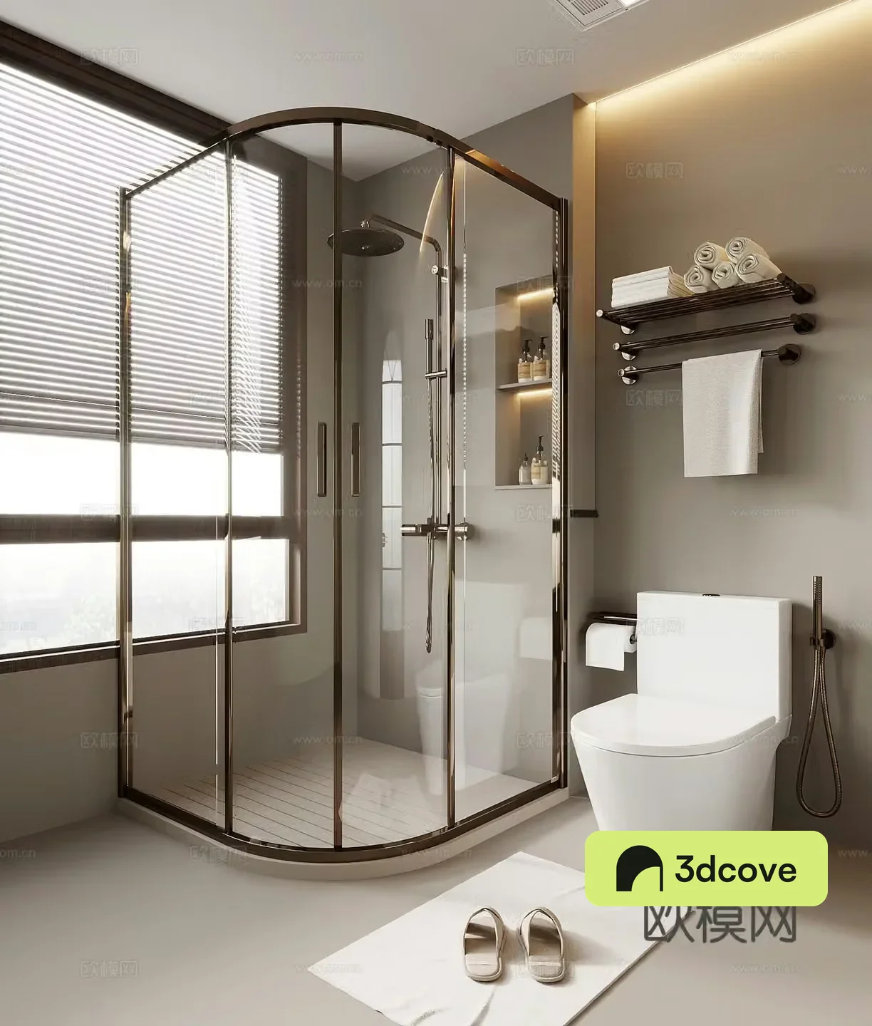 Modern shower room Curved shower room Shower toilet