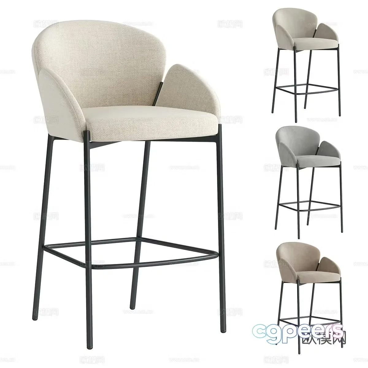Modern Italian Melia Bar Chair 3D Model