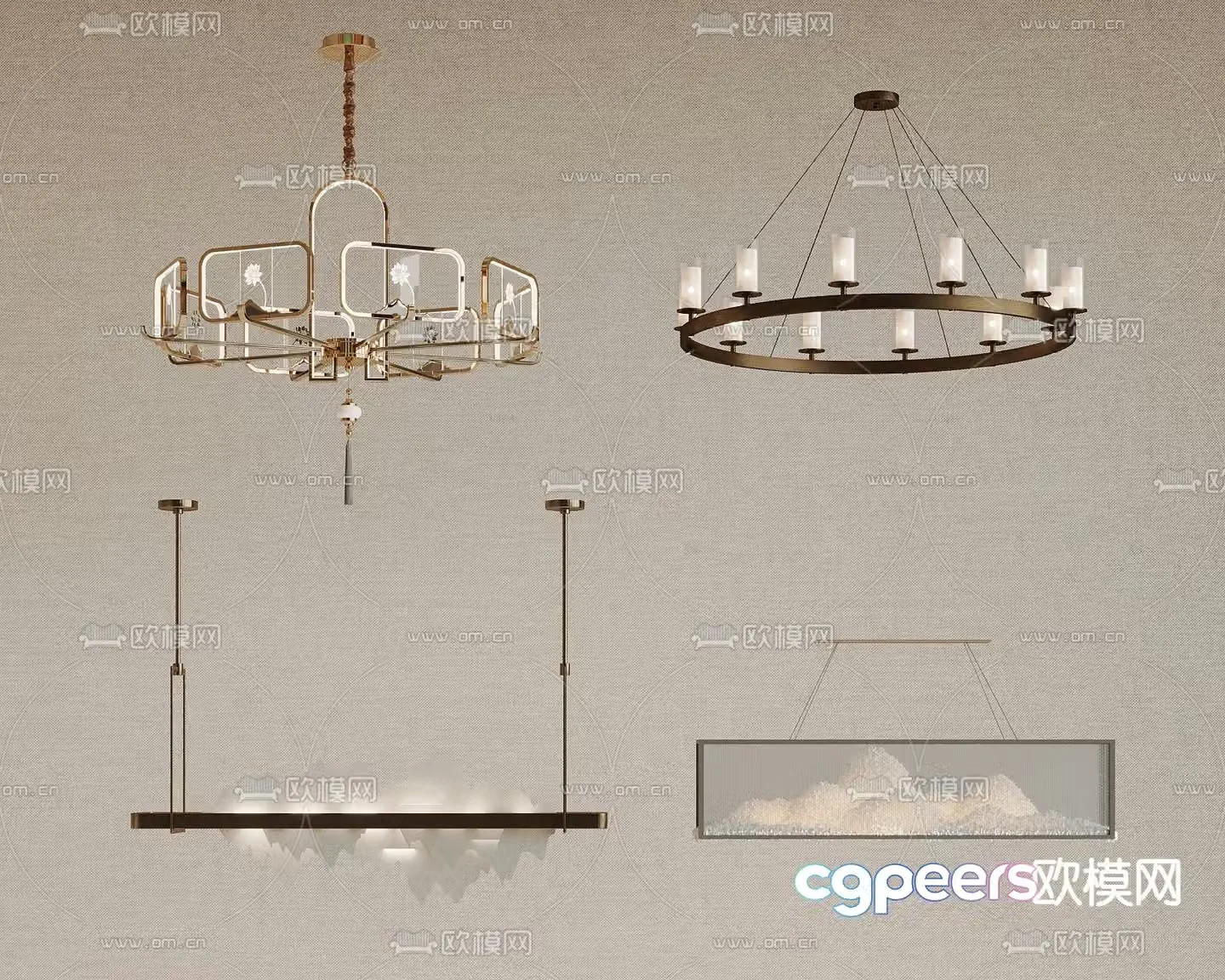 New Chinese chandelier 3D model