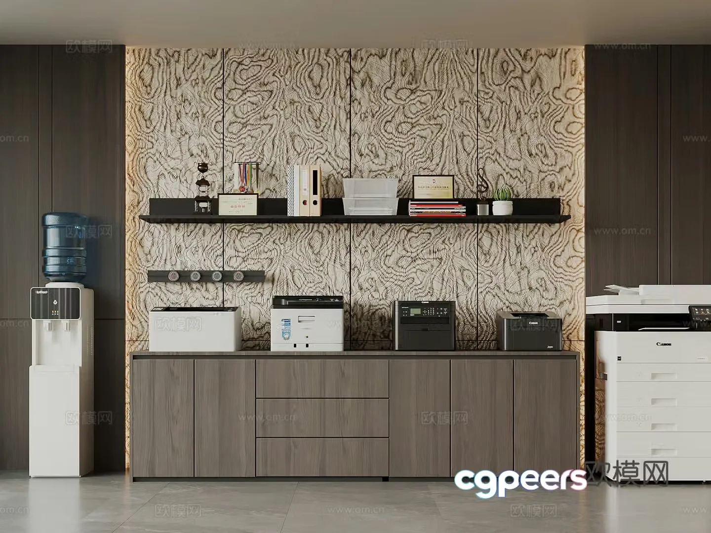 Modern Italian File Cabinet Printer Water Dispenser 3D Model