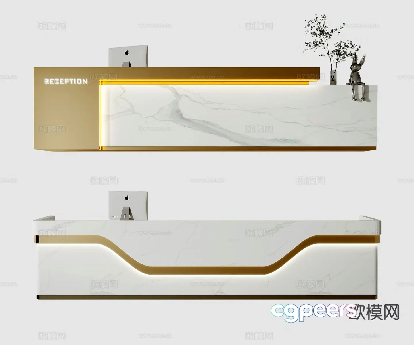 Modern front desk reception desk 3d model