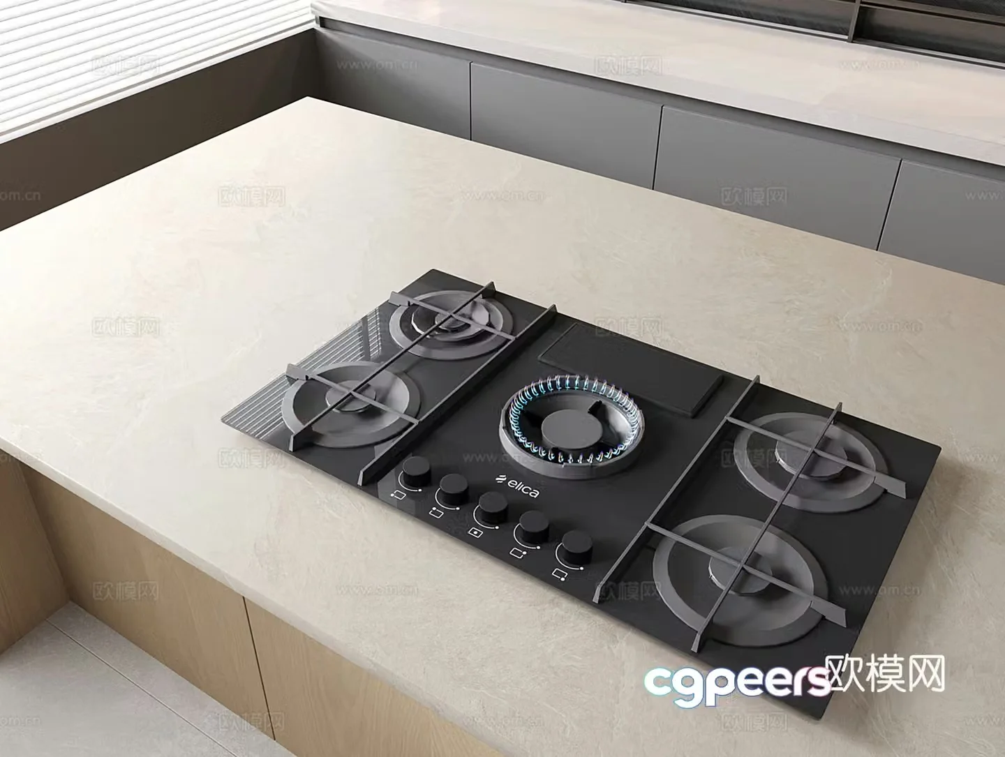 Modern stove gas stove kitchen appliances five-head 3D model