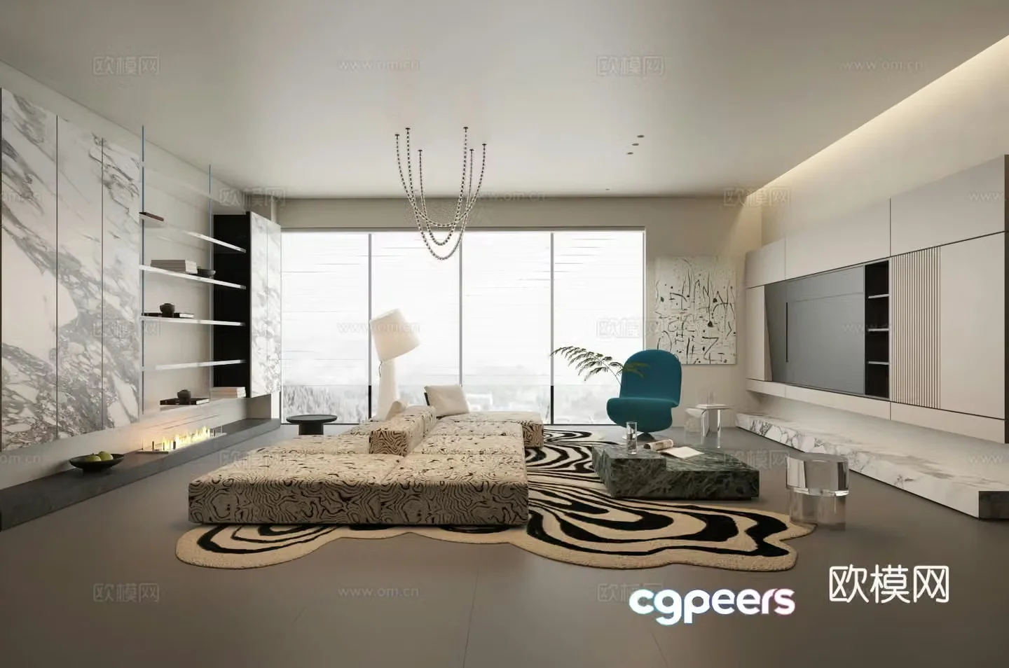 Modern style living room 3d model