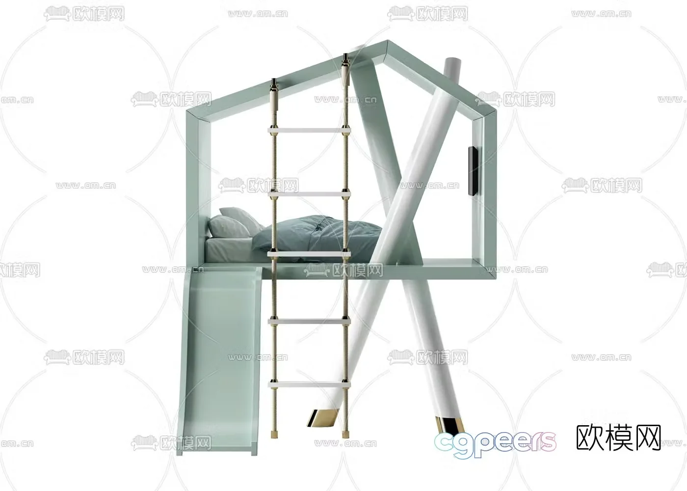 Modern ladder children’s bed 3d model