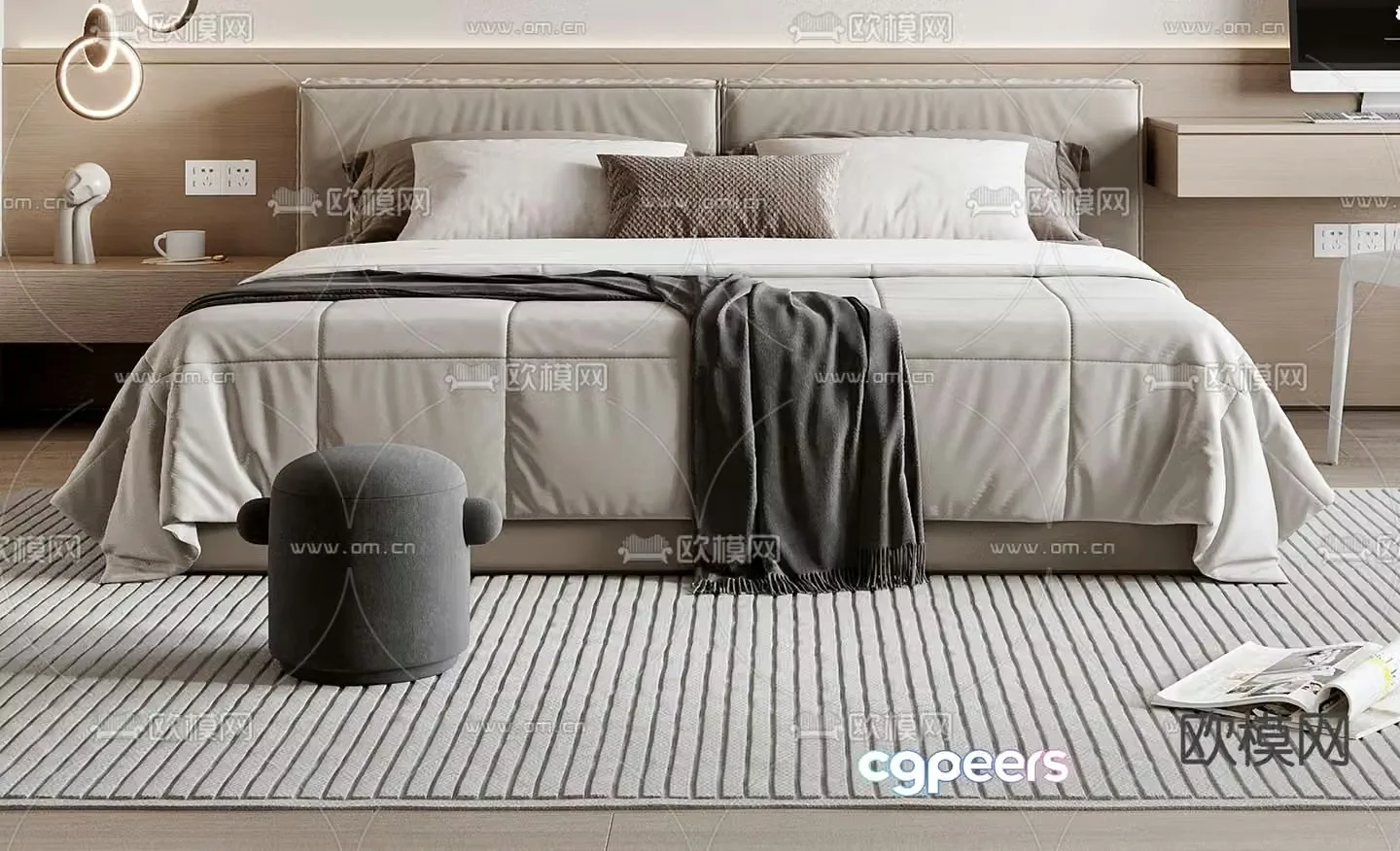 Modern double bed 3d model